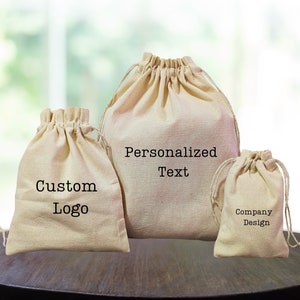 Logo personnalisé, Sac à cordon en coton bio, Pochette d'emballage personnalisée pour bijoux, Sac écologique pour cadeaux et cadeaux, Sacs en tissu de coton
