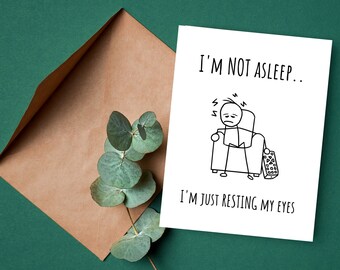 Funny Dad Birthday Cards, Funny Cards for Dad, From Daughter, From Son, Snoring dad card, Thanks Dad, Old Dad, Funny Husband Card, resting