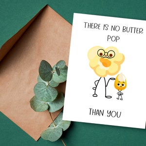 Carte de fête des pères amusante Jeu de mots pop-corn Merci à papa Carte de fête des pères amusante Jeu de mots de bonne fête des pères carte de voeux de fils fille de petit-fils