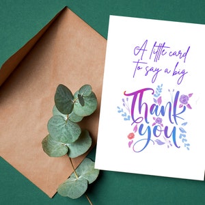 Simple thank you card, little card to say a big thank you, minimalist, supportive card for best friend, thank you card for best friend
