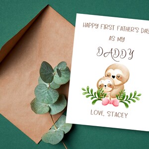 Première carte de fête des pères comme carte de papa, 1ère carte de fête des pères personnalisée, première carte de fête des pères de bébé, papa, papa, carte de papa, carte de paresseux