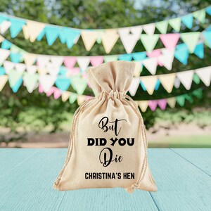 But did you die? Bachelorette Party Hangover Kit Bags, Recovery Kit, Bachelorette Party Favors, Groovy Retro, survival kit bags party favor