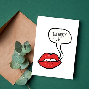 Talk thirty to me, 30th Birthday card for her, personalized birthday card, Funny Birthday card for men, women, naughty 30th birthday, Unique