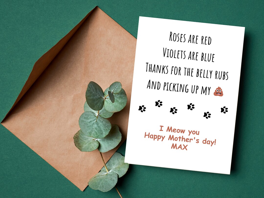 Funny Mothers Day Card From Dog, Cat, Dog Mothers Day Card, Mothers Day ...