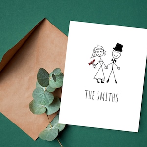 Carte de mariage chat, carte de mariage Mr & Mrs, Just Married, carte de mariage drôle, carte de mariage mignon, chat et couple, cadeau de mariage personnalisé