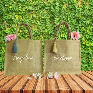 Personalized Handmade Tote Bag, miss to Mrs Burlap Bag, Jute Beach Bag, Custom Bridesmaid Proposal Gifts, Mothers Day Gifts, beach tote bag