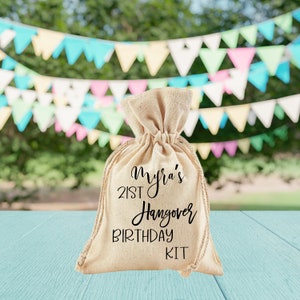 21st birthday hangover kit, survival kit, hangover bag, 21st birthday gift, party favors, drunk favor bags, personalized favor bags