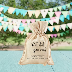 Hangover Recovery Kit But Did You Die? Drawstring Bag Custom Bachelorette Wedding Hen Party Bags