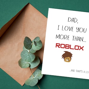 je t'aime plus que roblox carte drôle de fête des pères carte enfant préférée carte de voeux carte de fête des pères heureuse pères youtube tiktok minecraft