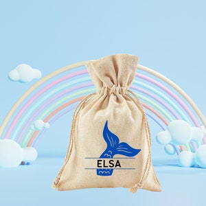 Cadeau sirène, sac d'anniversaire sirène, anniversaire à la plage, nom personnalisé, sacs d'anniversaire sur le thème de la sirène, sac prénom pour enfants, cadeau d'enfants