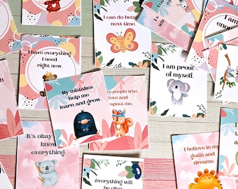 Children's Positive Affirmation Cards  Digital Download | Encouragement Cards for Kids | PDF| Set of 32 Printable Kids Affirmation Cards