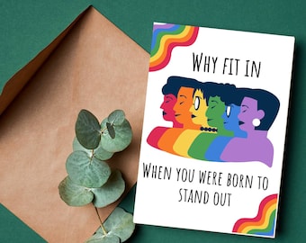 Happy Pride cards, Pride LGBTQ Rainbow Greeting Card, LGBTQ Pride Card,  Gay Pride Rainbow Card, Celebrate, Pride month card,  LGBTQ Rights