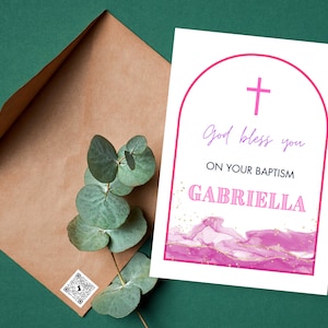 Carte de baptême mignonne pour fille, carte de baptême personnalisée, carte de baptême pour nièce, carte de baptême de petite-fille, carte de baptême de fille, carte personnalisée