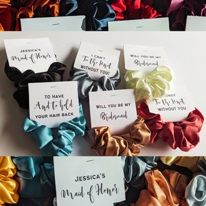 Scrunchies for hair bridesmaid bachelorette scrunchies Satin silk scrunchie hair ties ponytail holder bridesmaid gifts hair scrunchies