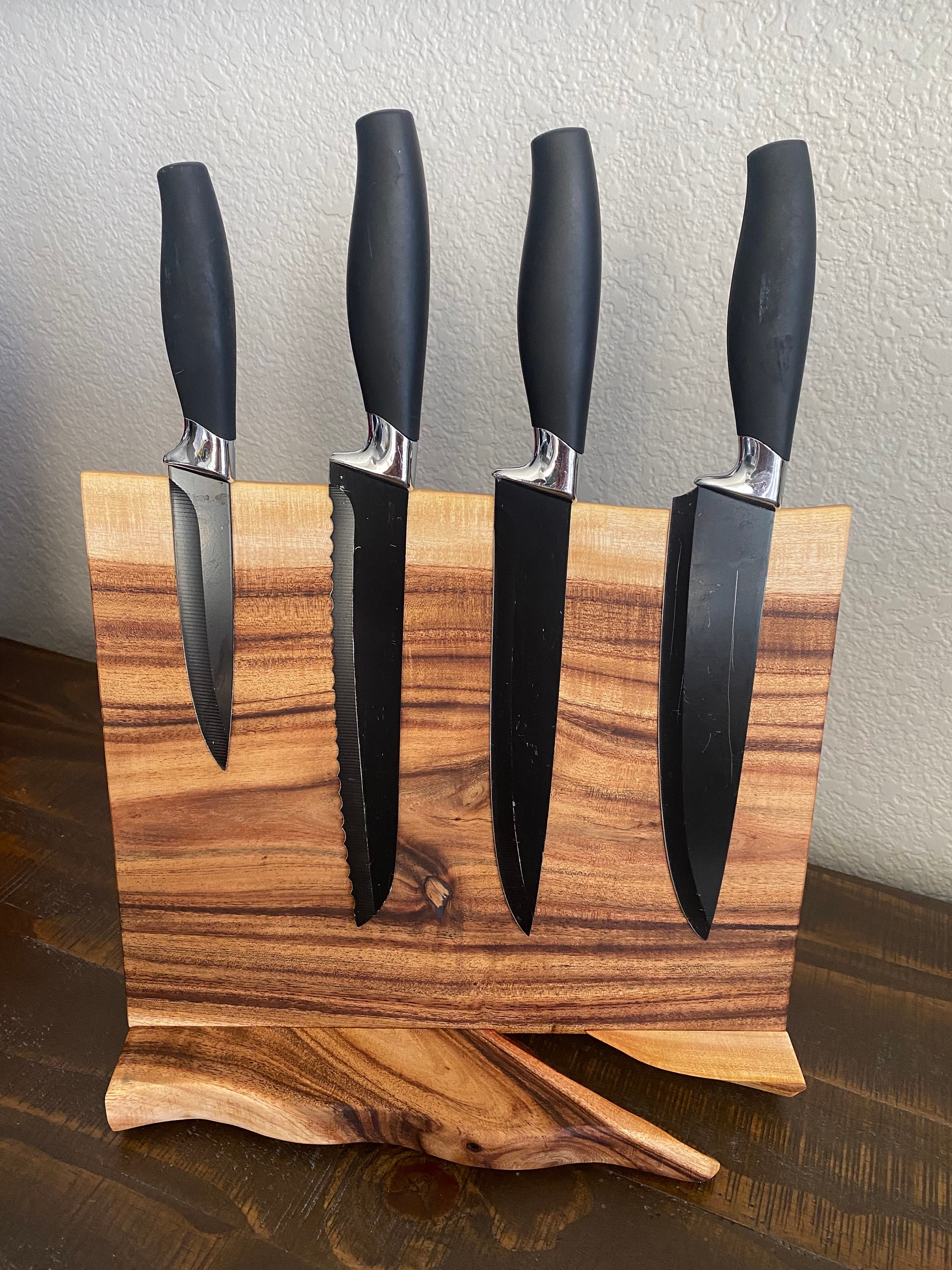 GC Creative Works Magnetic Knife Holder Table Top Live Edge Wood