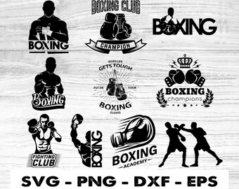 Silhouette Boxing Logo Boxing Club SVG Fight Club Boxing Gloves SVG dxf png pdf Cut File for Cricut