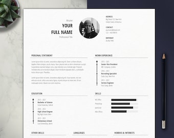 Minimalist Resume Template Word | Minimalist CV Template Word, Cover Letter, Professional Resume, Digital Download, Editing Service possible