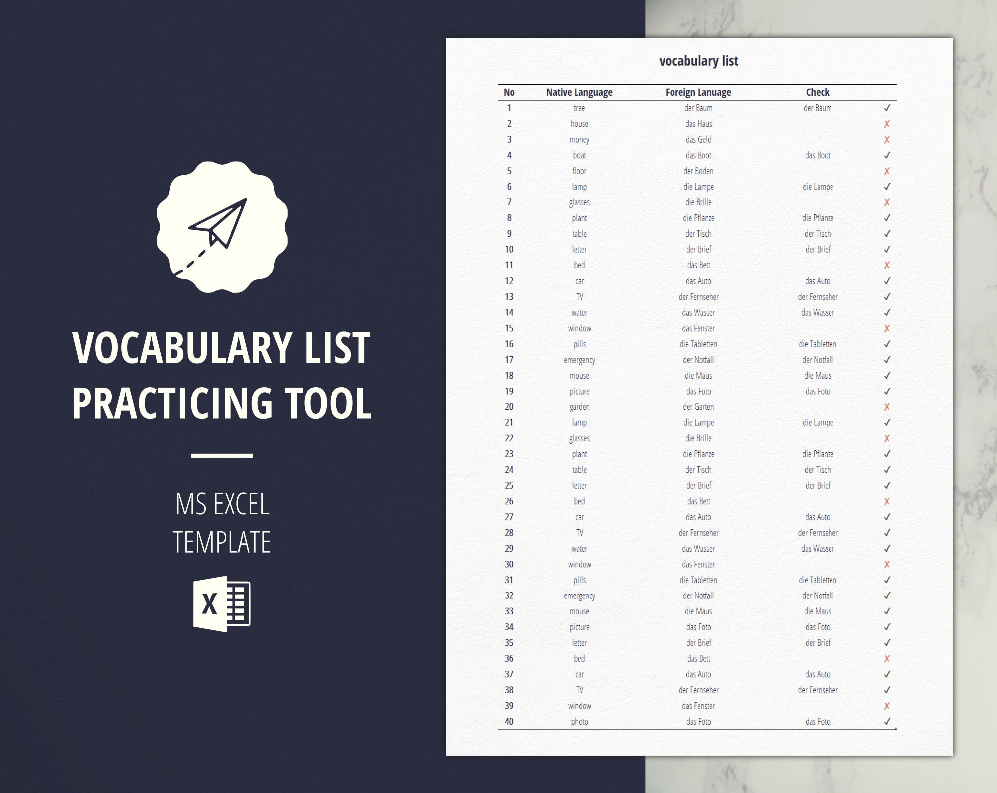 Excel Vocabulary List Vocabulary Word Practice Tool Language Study Excel Vocabulary List Vocabulary Word Practice Tool Language Study