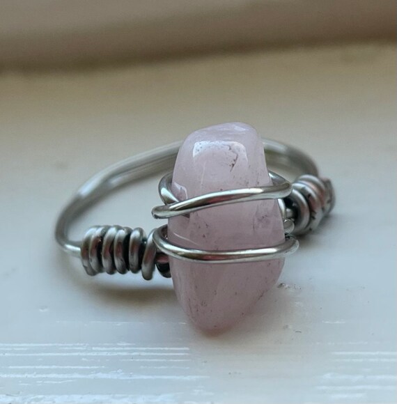 Rose Quartz - Wire Wrapped Ring