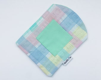 Pastel Plaid Crinkle Sensory Toy with Pouch