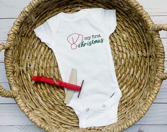 First Christmas Baby Bodysuit, Gender Neutral Newborn Gift