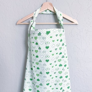 Nursing Cover, Breastfeeding Cover Up, Green and White Patterned Nursing Cover