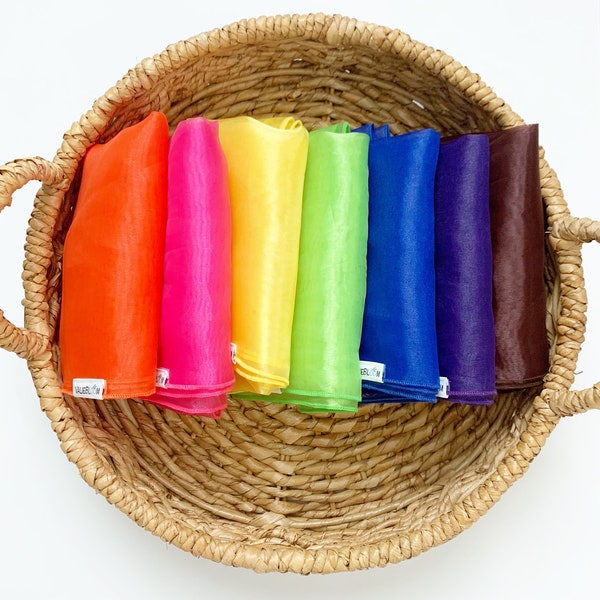 Bright Sensory Play Scarves, Rainbow Scarves, Set of 8 Rainbow