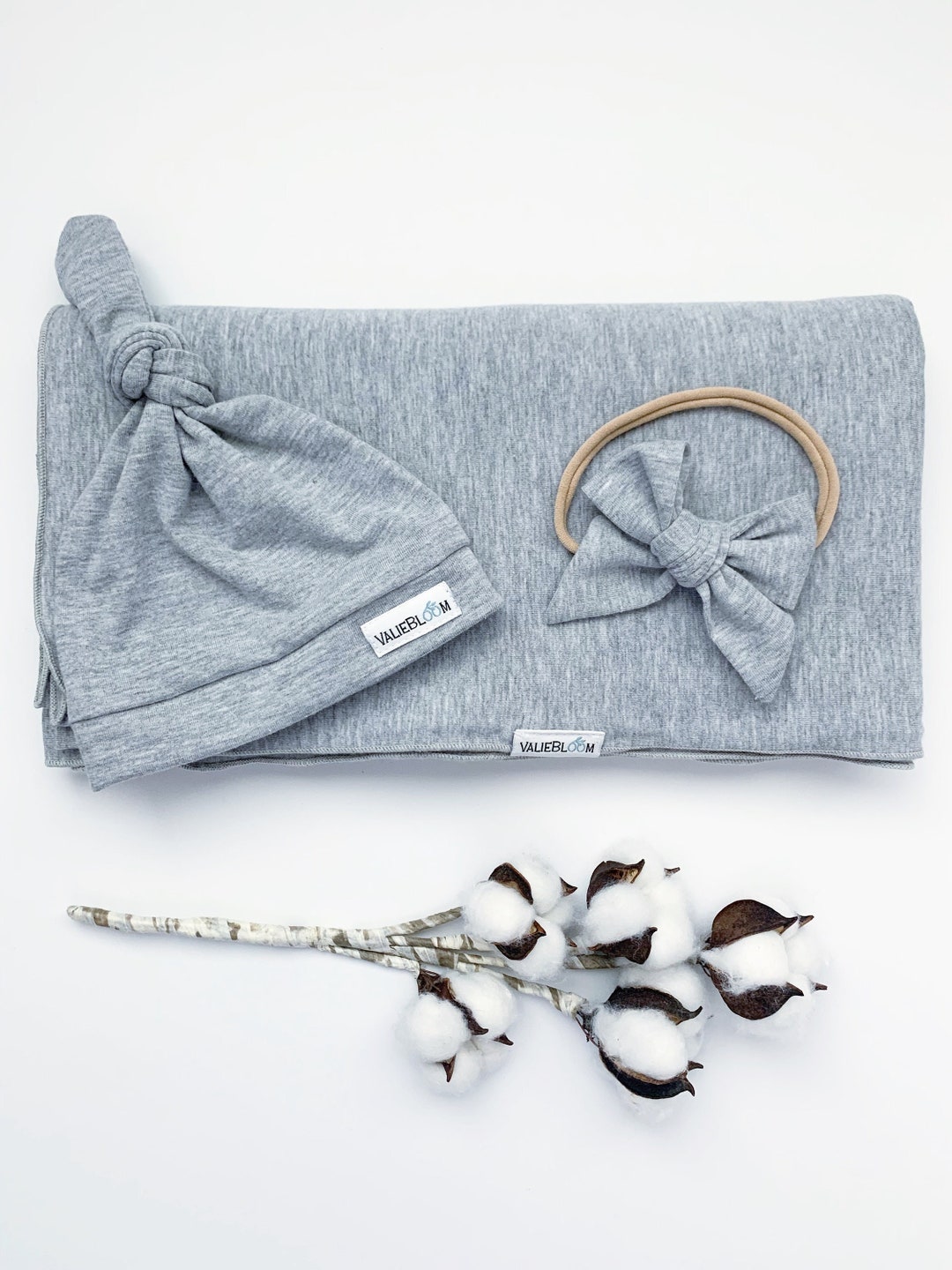Heather Gray Swaddle Set, Baby Shower Gift, Newborn Jersey Knit