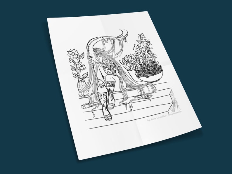 Coloring Sheet Svg Demon Svg Rose Svg Sunflower Svg Demon Woman Coloring Books for Adults