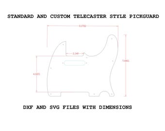 Slagplaten in Telecaster-stijl. Standaard en op maat. DXF- en SVG-bestanden met afmetingen