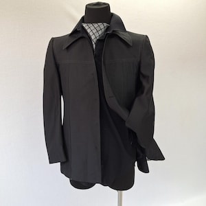 1965-1975 Johnny Cash Style UNUSUAL STANDOUT Disco Jacket Poly Suit coat mod minamalist Vintage Sport Blazer Goth coat rockabilly hipster EC