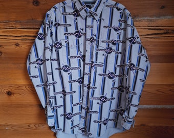 Chemise western vintage Wrangler homme taille M col bande aztèque