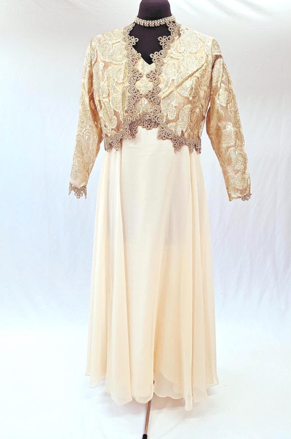 gold mother of the bride dresses with jackets Elegant Satin Formal Dress main image 0