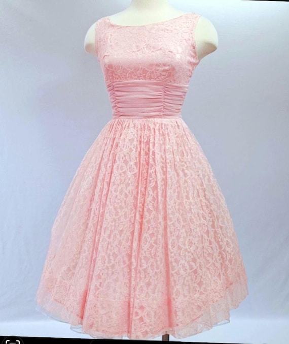 1950s Pink Lace Prom Dress: Fit Flare Party Gown 50s Version of Legally Blonde - Etsy 1950s Pink Lace Prom Dress: Fit Flare Party Gown 50s Version of Legally Blonde - Etsy