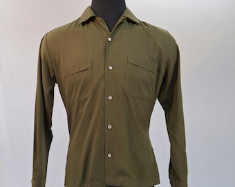 Vintage 1950s Donegal Rayon Cotton Loop Collar Shirt Mens S/M