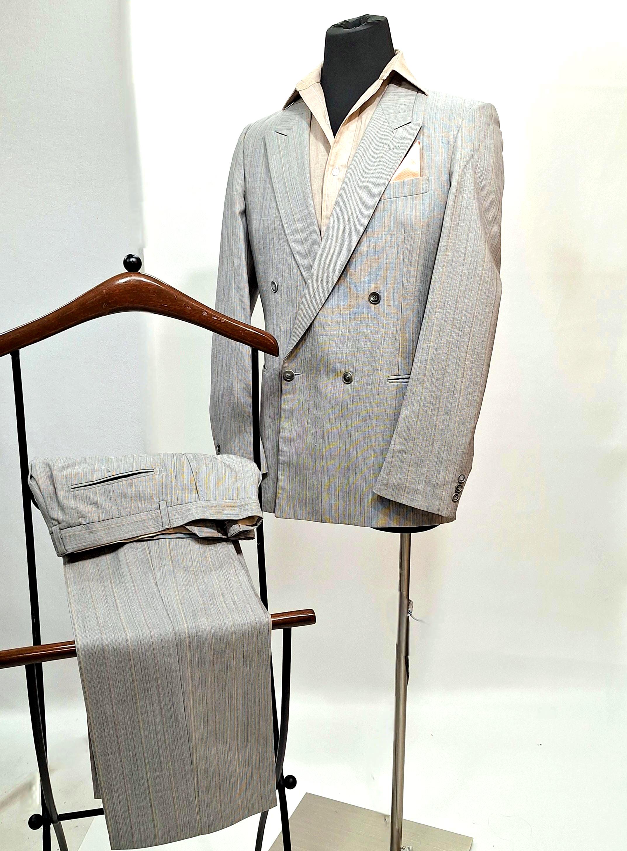 スーツ 90s vintage Double Grey Set up Suit Vintage Dark Grey Suit, Double Breasted Jacket and Pants