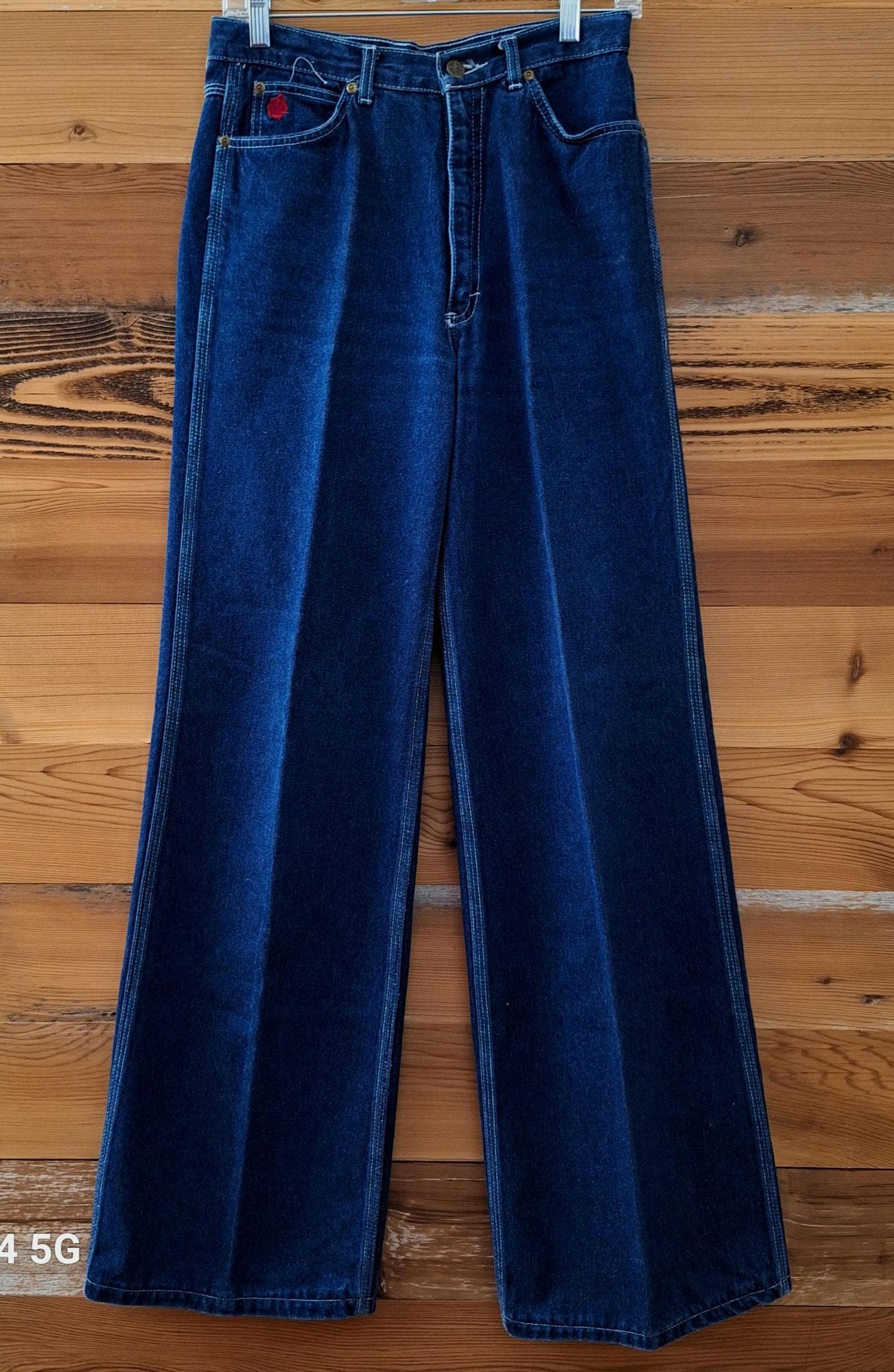 Normandee Rose Vintage 70s High Waist Wide Flare Leg Denim Mom 