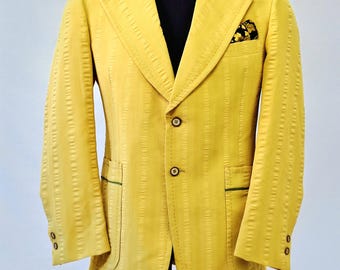 WOWZA! Custom/bespoke gold silk blend Disco sportcoat 1960s vintage sport Jacket