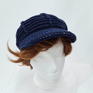 RETRO Gatsby 8 panel visor beanie bulky knit newsboy cap
