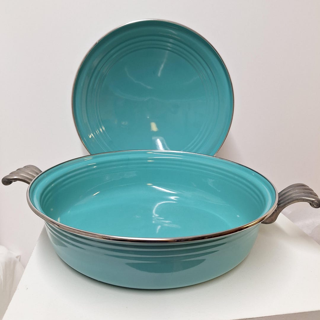 Fiestaware Teal Dutch Oven: Vintage '98 Ocean Teal Enameled Steel ...