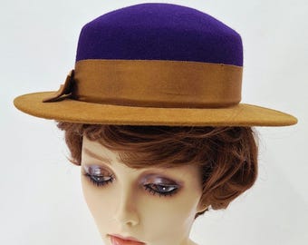 Vintage 60s Madcaps Paris New York Brown Brimmed Hat, Bow  display picture 3