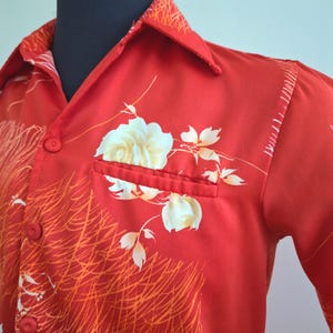 1970s Vintage Tropicana Hawaiian shirt Liberty House Shirt Red White Floral Aloha shirt Cabana shirt Lounge shirt leisure shirt EVC men&#39;s L