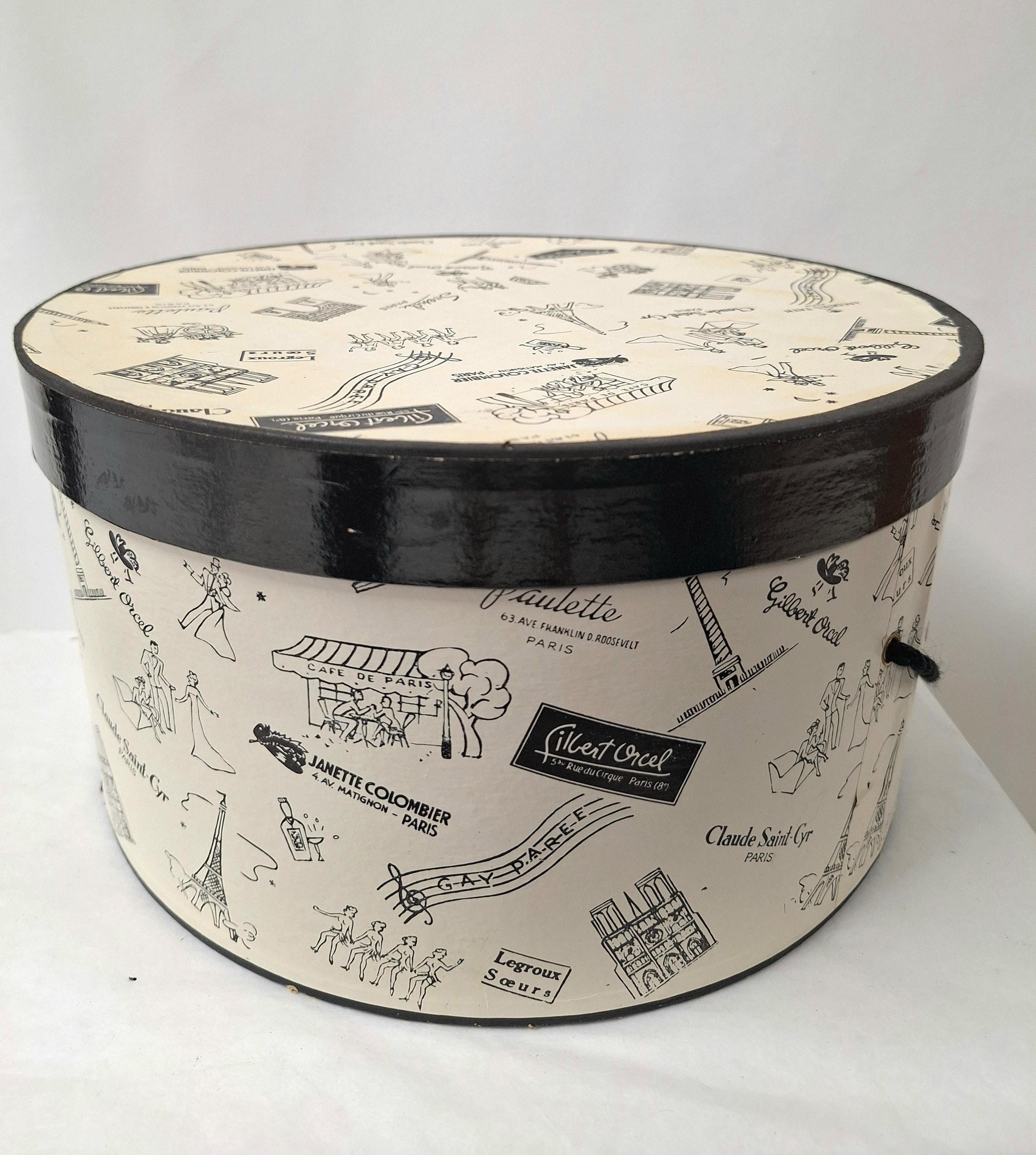 1950s mid-century vintage hat box Vintage Paris Milliner Hatbox vintage 1950s Boutique hatbox.