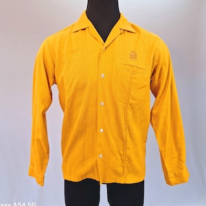 1950s DA VINCI California Long Sleeve Camp Shirt lesiure shirt cuban shirt Vintage unusual fabric weave color loop collar shirt Mens M EVC