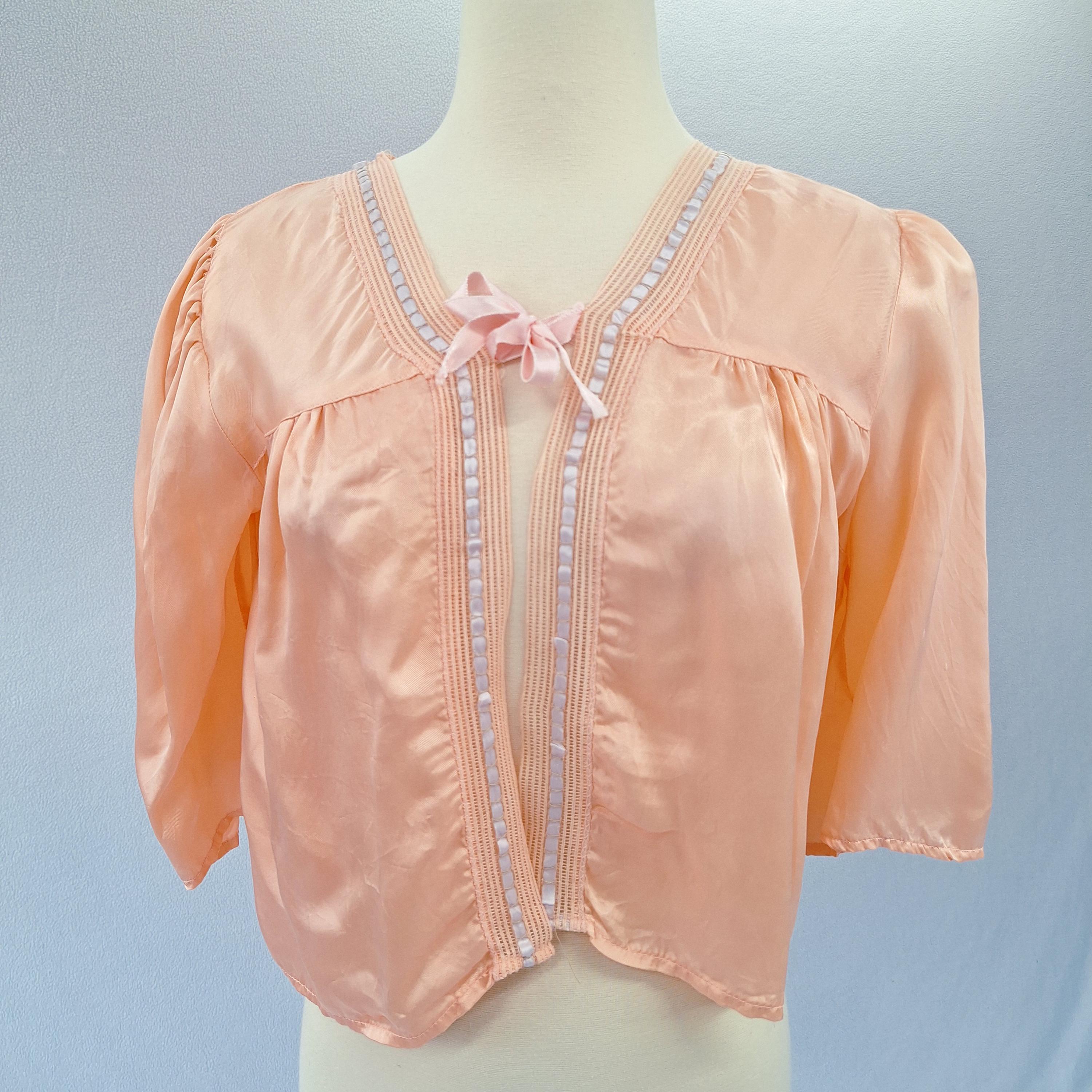 ジャケット・アウター 19th Silk Bed Jacket Size XXS MISS NEW YORKER 1930'S SATIN BED JACKET W FLORALS | eBay