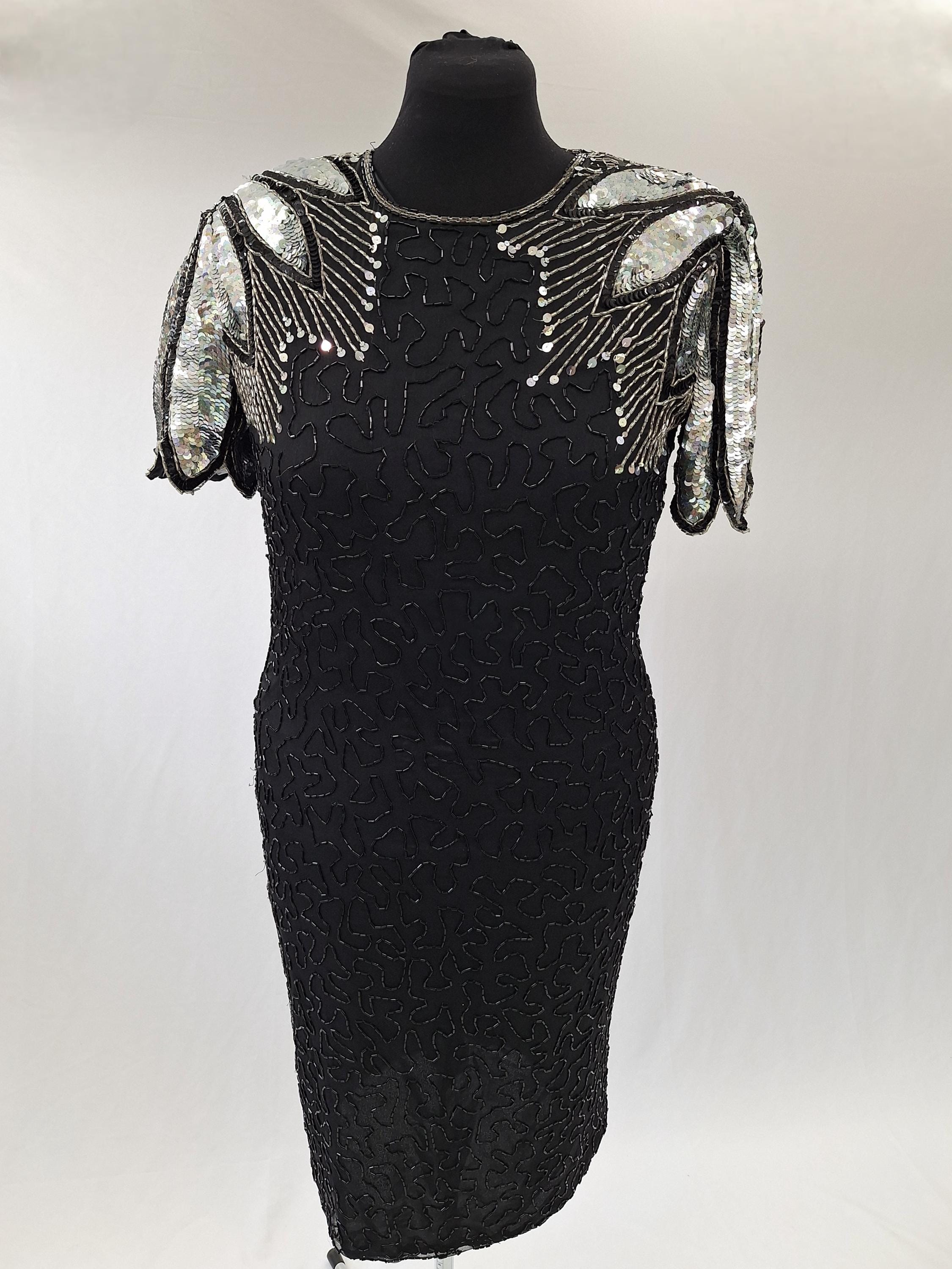 luxury evening dresses Large 1980s Richilene Evening Dress Sequin Lace Lame' Formal Gown Prom –  Style & Salvage main image 0