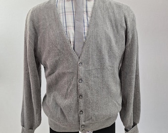 Vintage Mr Rogers Professor preppy V-neck button-up, heather grey, cardigan XL Father's day