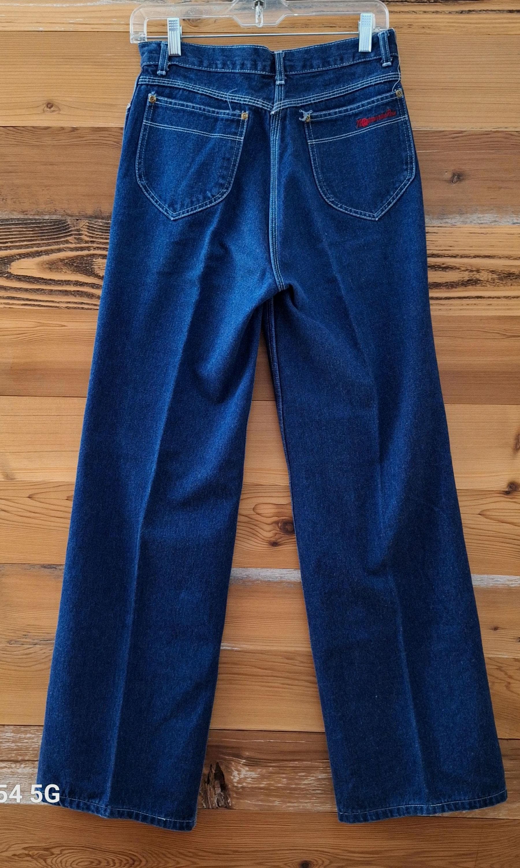 Normandee Rose Vintage 70s High Waist Wide Flare Leg Denim Mom 