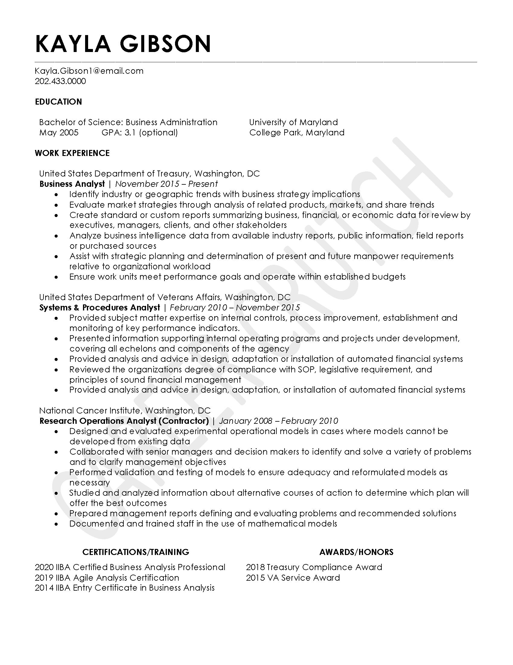 Standard Professional Resume Left Alignment Etsy