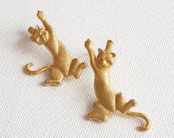 JJ Cat earrings by Jonette Jewelry with movable tail
